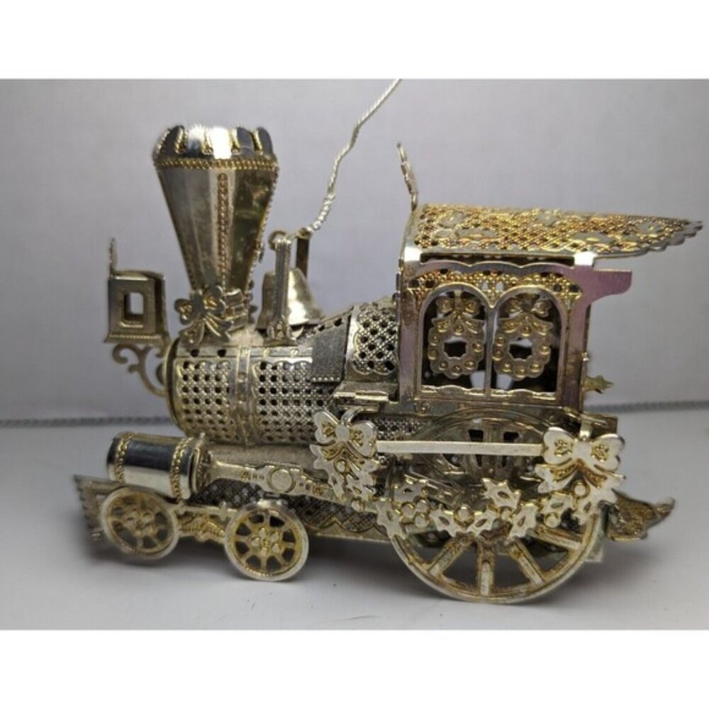 4/$16 Vintage Lee Graves Metal Filigree Steam Train Christmas Ornament